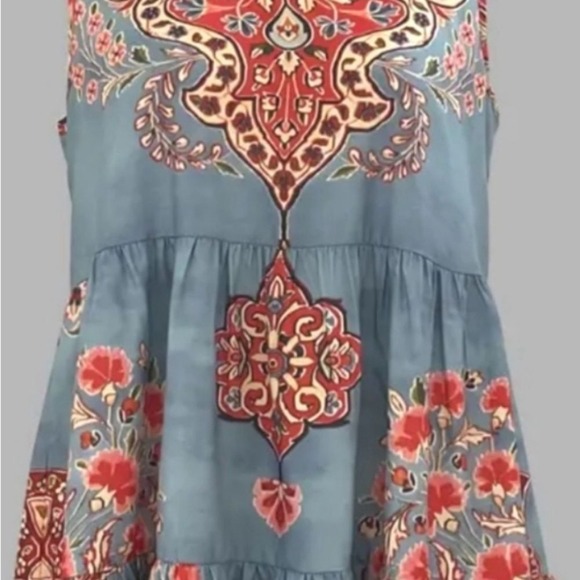 Boho Cottagecore Floral Paisley Print Sleeveless Dress - Picture 7 of 8